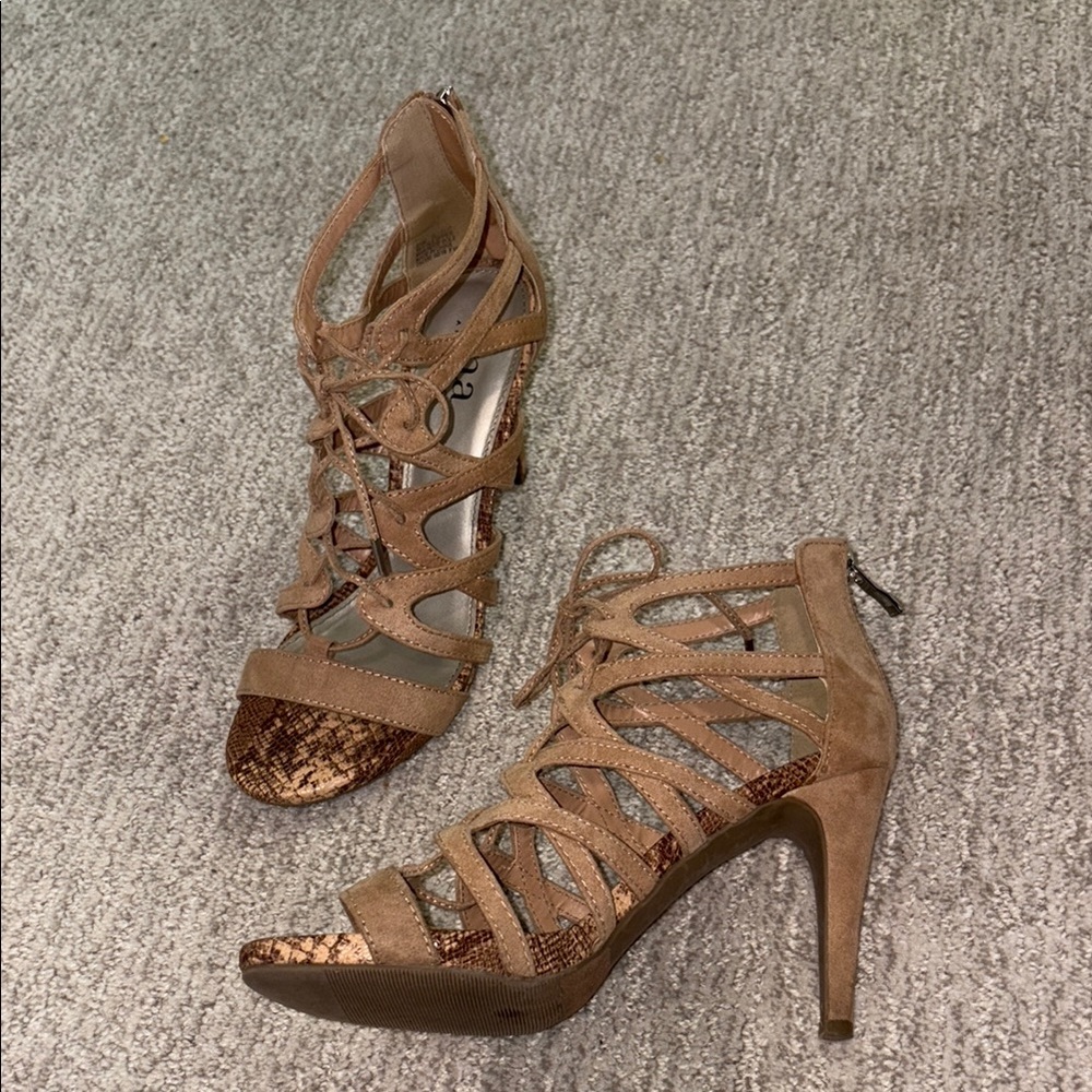 a.n.a Brown Lace-Up Heels